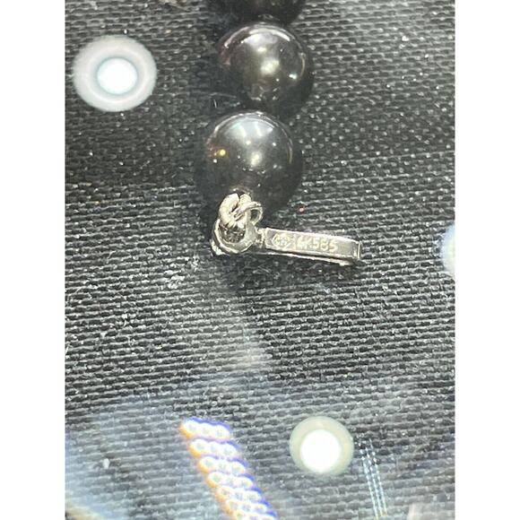 Gray Black Long Opera Length Pearl 14k White Gold Clasp Diamond Chips Necklace - Picture 9 of 11